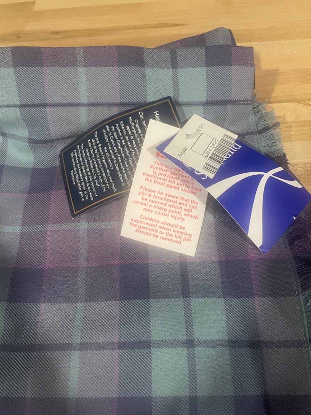 Pleated lavender and blue kilt new with tags Scotland - Picture 3 of 6